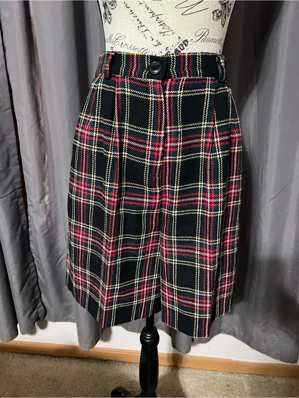 VTG Norton McNaughton Wool Blend Plaid Bermuda Shorts High Waist 8P
